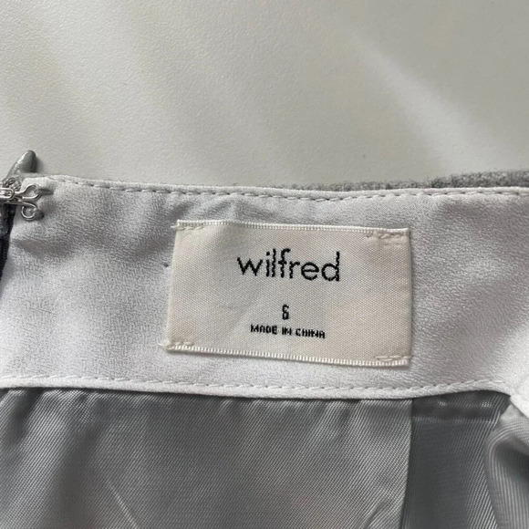 Aritzia Wilfred New Wrap Front Tie Wool Cashmere Blend Skirt Light Grey 6 - Picture 5 of 6